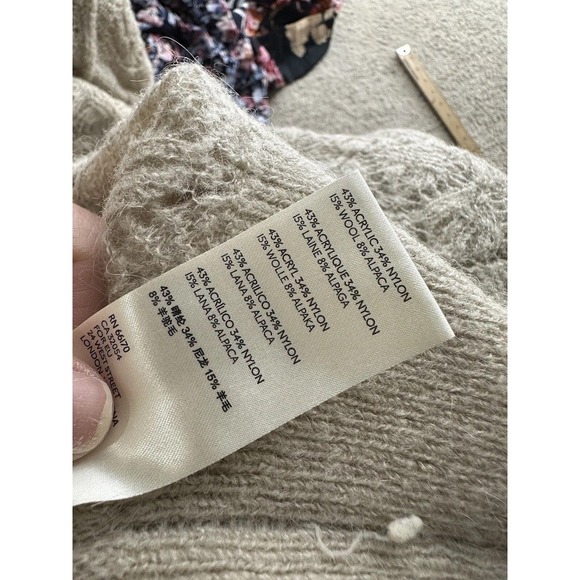 Free People Small Women Say Hello Oversized Sweater Alpaca Blend Open Knit 15-28 - Picture 7 of 10